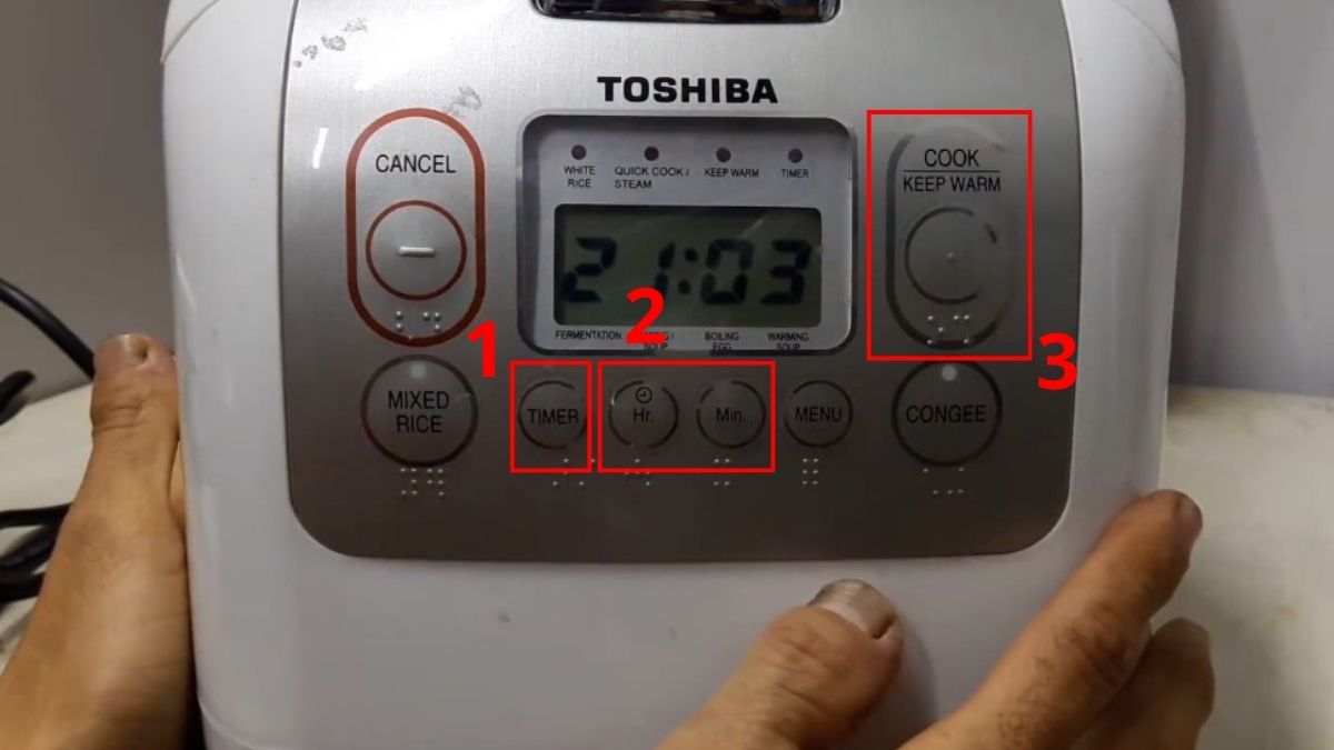 Cách hẹn giờ nấu cơm trên nồi cơm điện Toshiba