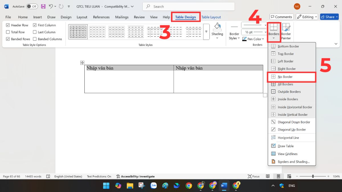 Hướng dẫn cách chia đôi trang Word bằng tính năng kẻ bảng 