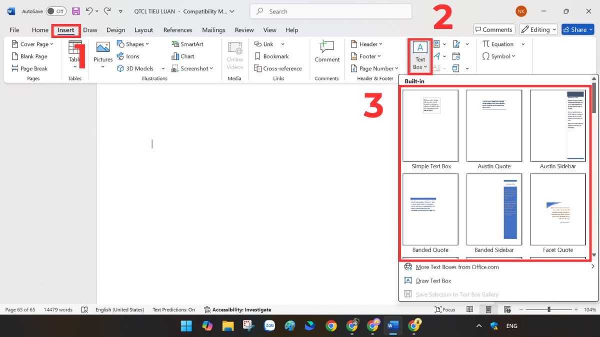 Cách chia giấy A4 thành 2 phần trong Word bằng Text Box
