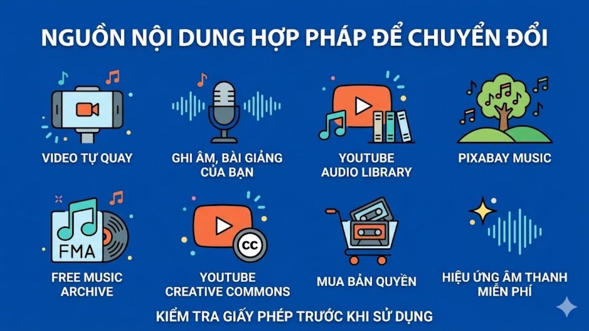 Nguồn video và âm thanh hợp pháp để chuyển đổi