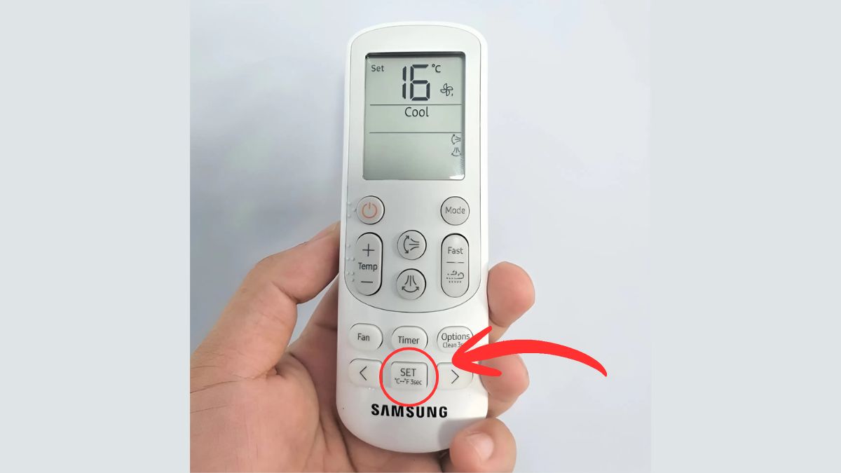Cách chuyển đổi độ F sang đồ C trên điều hòa Samsung bằng remote