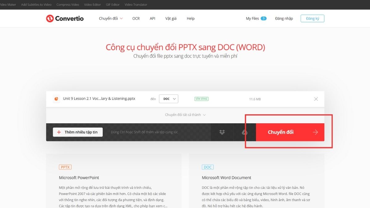 Dùng công cụ trực tuyến để chuyển file PowerPoints sang Word