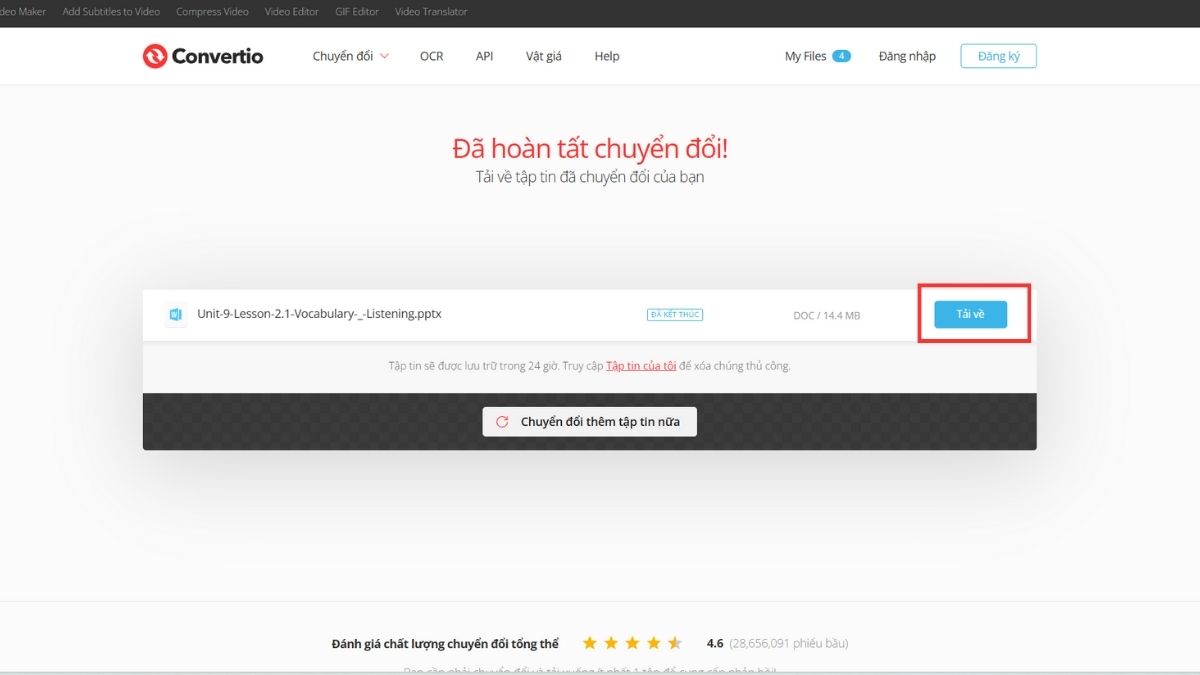 Dùng công cụ trực tuyến để chuyển file PowerPoints sang Word