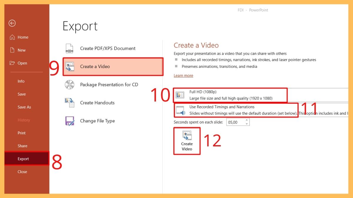Cách chuyển PowerPoint thành video có thuyết minh