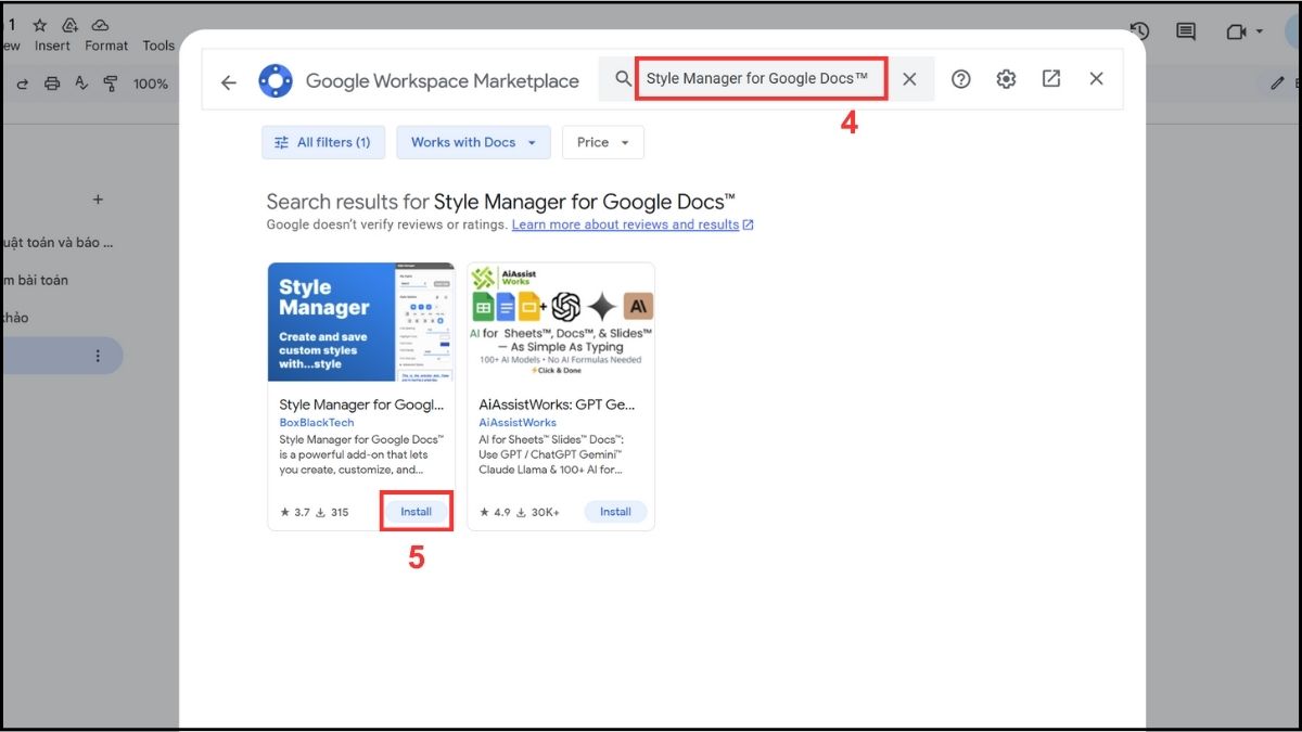 Sử dụng tiện ích mở rộng để gạch ngang chữ trong Docs