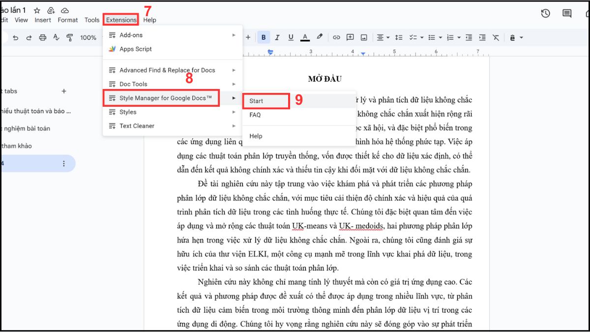 Sử dụng tiện ích mở rộng để gạch ngang chữ trong Docs