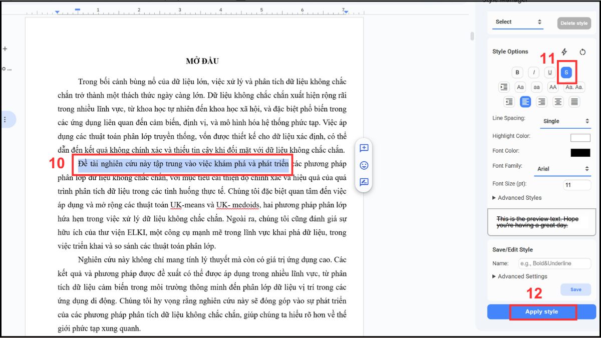 Sử dụng tiện ích mở rộng để gạch ngang chữ trong Docs