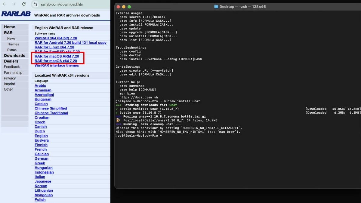 Cách giải nén file RAR trên MacBook qua phần mềm UnRAR
