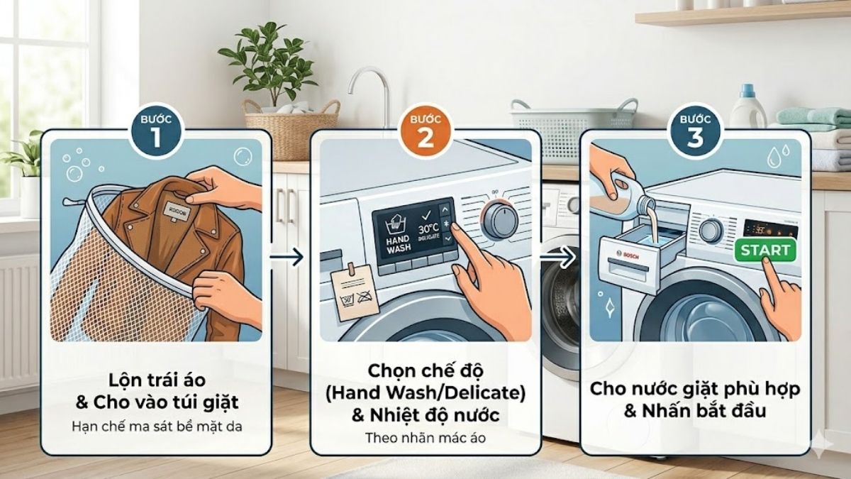 Hướng dẫn giặt áo da bằng máy giặt theo khuyến nghị chuyên gia