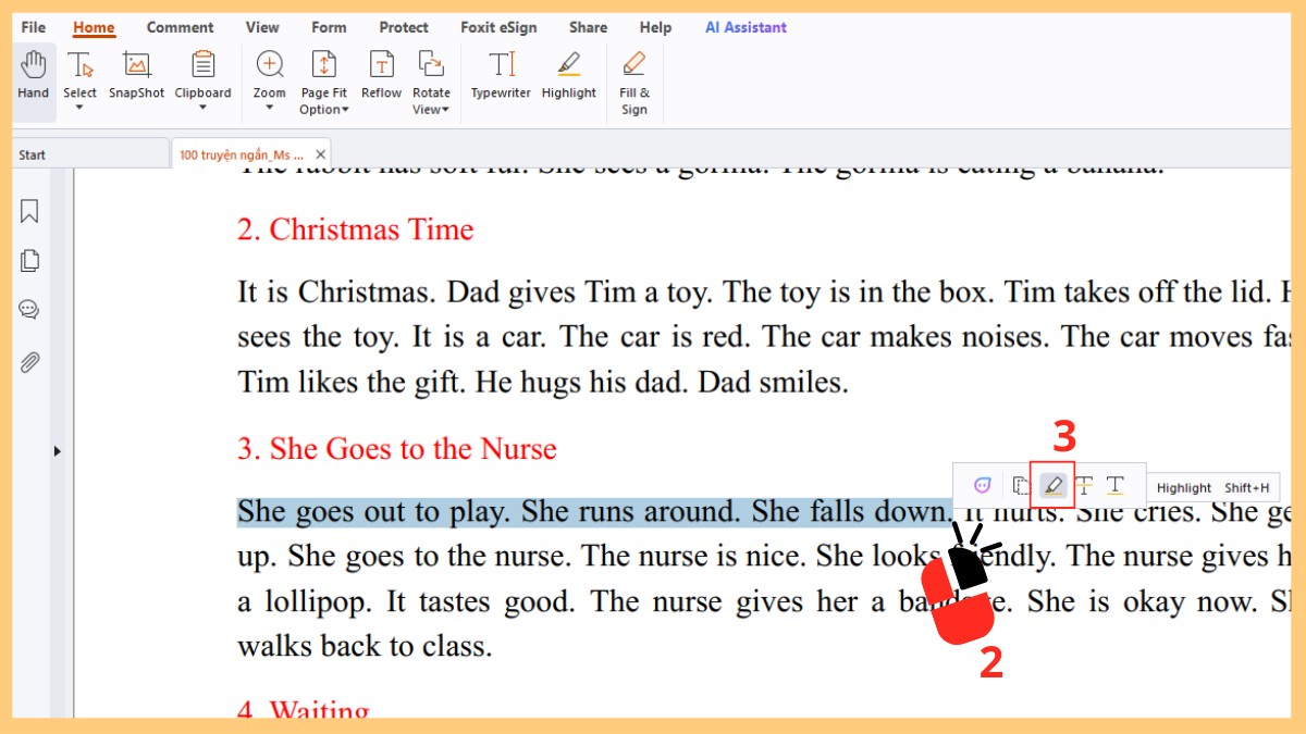 Dùng chuột phải để highlight nhanh trong PDF Foxit Reader