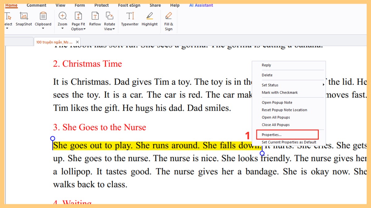 Hướng dẫn cách chỉnh sửa thuộc tính highlight trong Foxit Reader