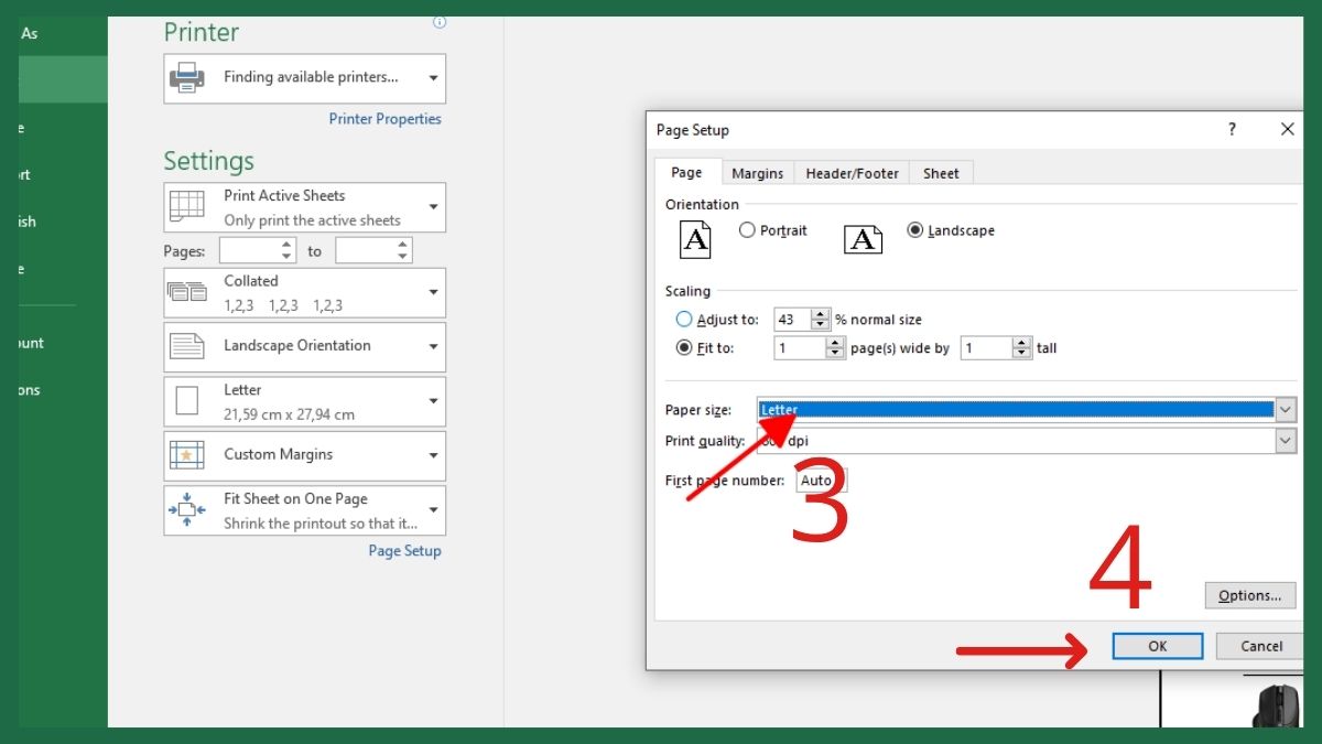 Cách chỉnh máy in 2 mặt trong Excel đối với máy in hỗ trợ in 2 mặt