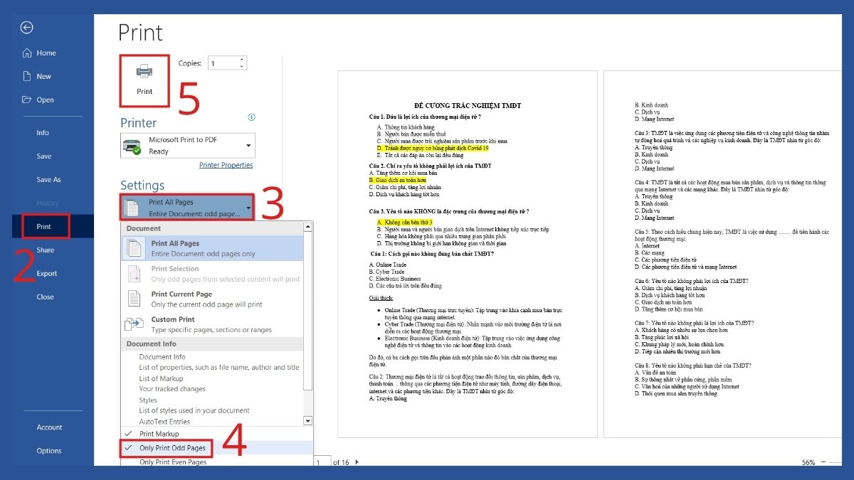 Cách chỉnh máy in 2 mặt trong Word đối với máy in không hỗ trợ in 2 mặt