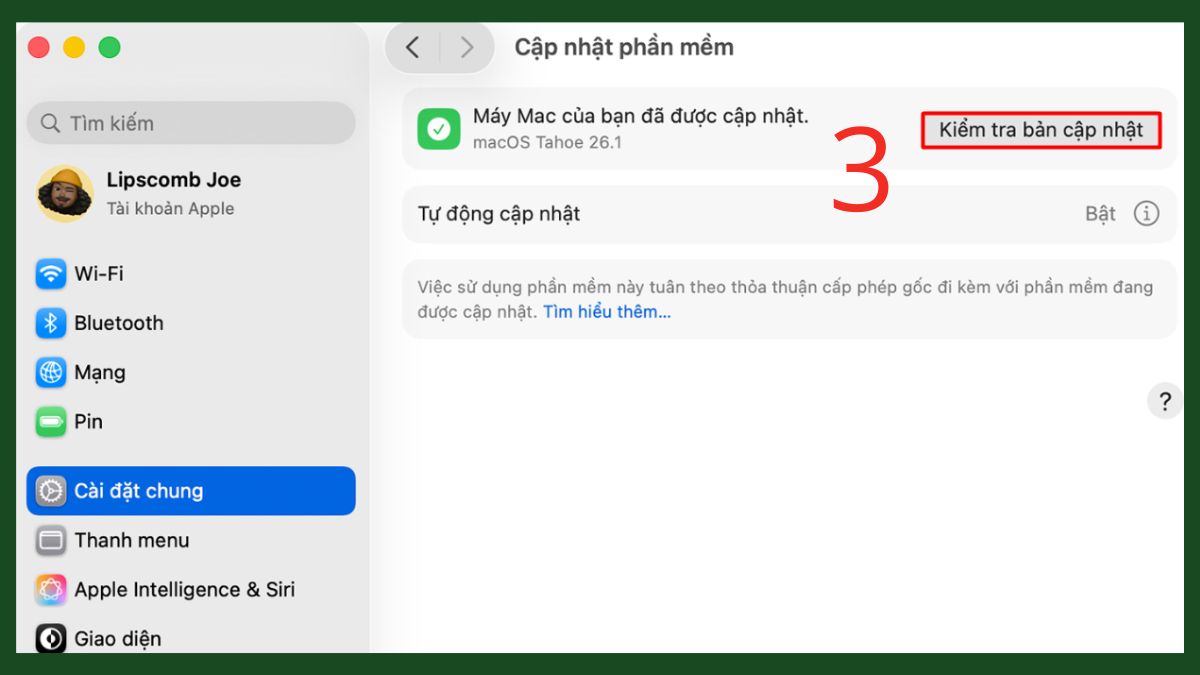 Thường xuyên kiểm tra cập nhật là một mẹo giúp MacBook hoạt động mượt sau khi khởi động lại