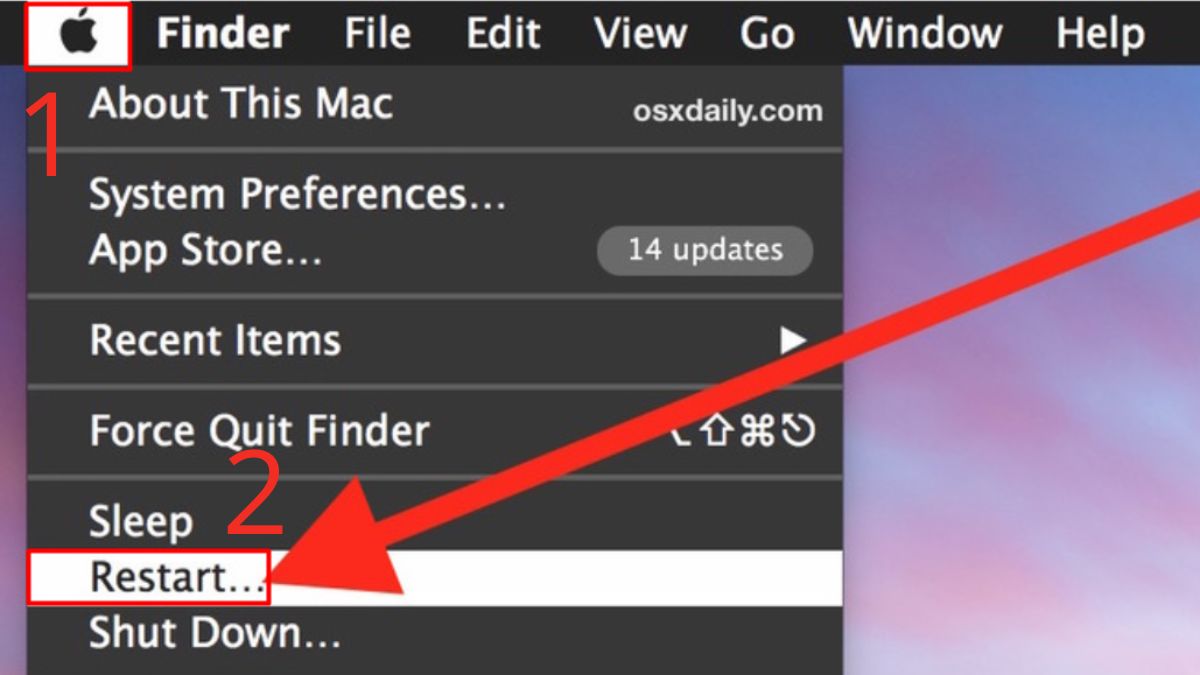 Khởi động bằng menu Apple
