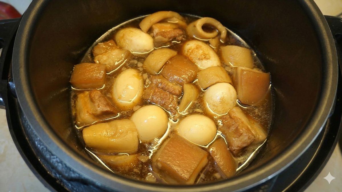 Thịt kho trứng bằng nồi cơm điện