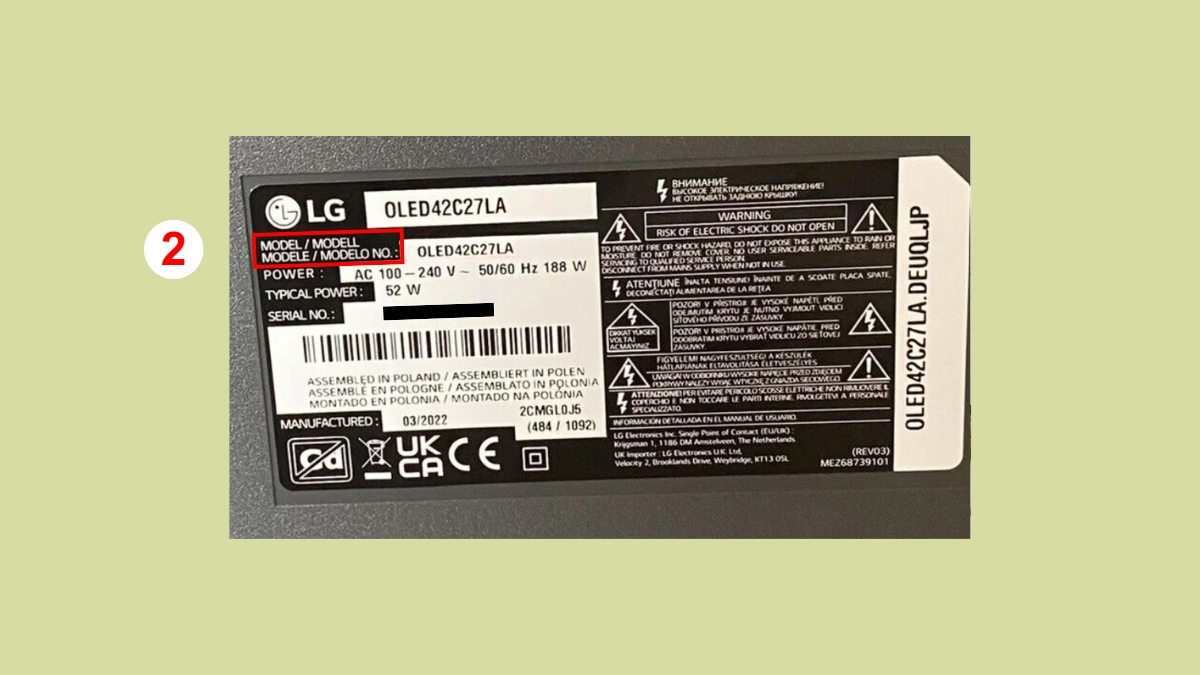 Kiểm tra model tivi LG trên thân TV
