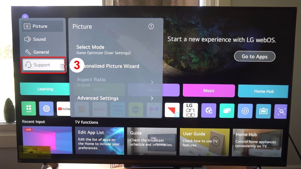 Kiểm tra model tivi LG trong phần cài đặt