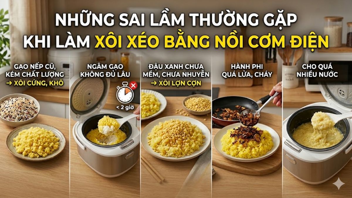 Những sai lầm thường gặp khi làm xôi xéo bằng nồi cơm điện
