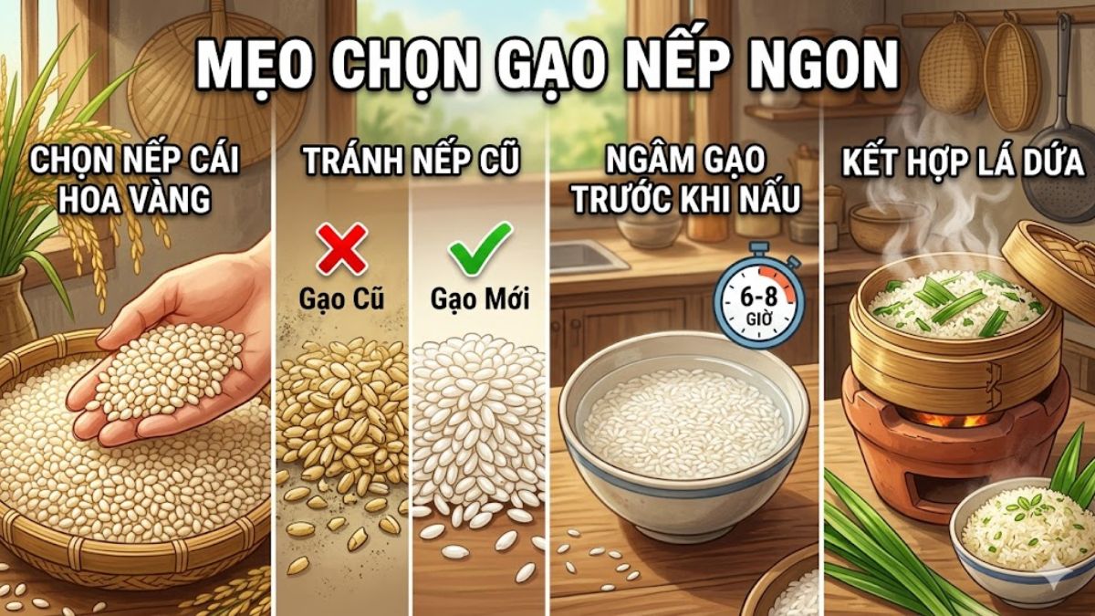 Mẹo chọn gạo nếp ngon để xôi dẻo, không bị nát