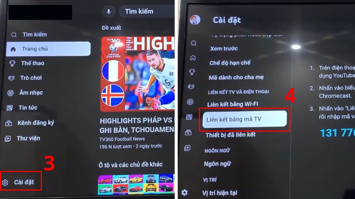Lấy mã liên kết tivi LG qua cài đặt tivi