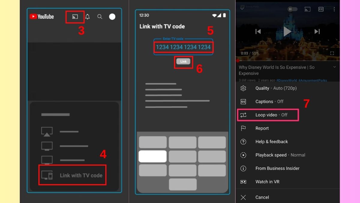 Thao tác lặp lại video trên YouTube thông qua điện thoại