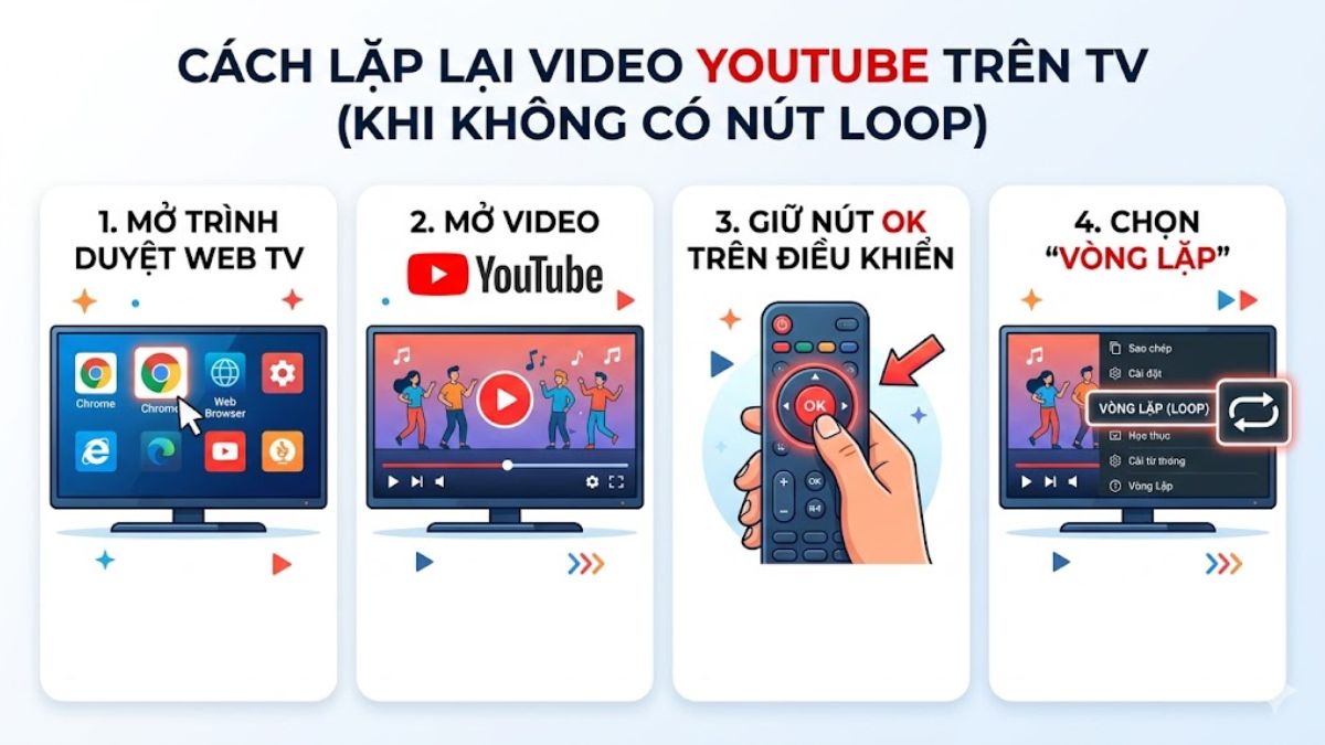 Chi tiết cách lặp lại video trên YouTube trên tivi đơn giản