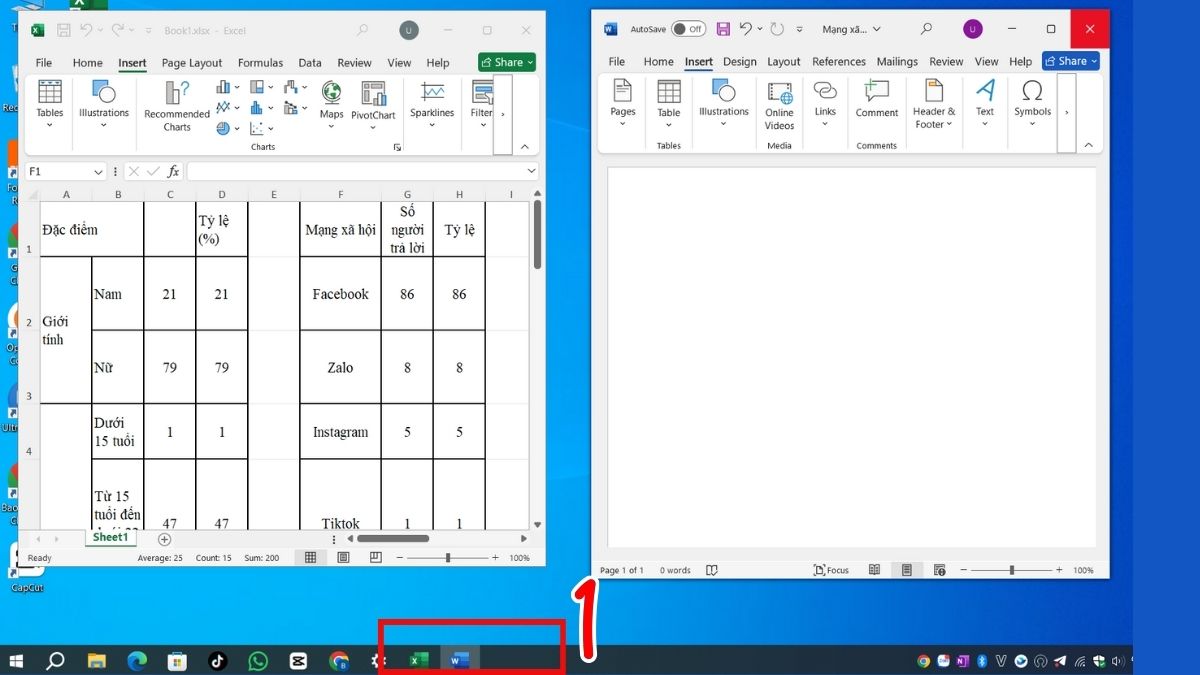 Chèn bảng Excel vào Word dưới dạng liên kết