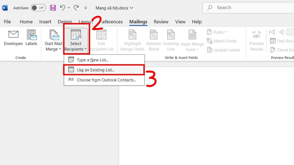 Dùng Mail Merge để liên kết dữ liệu nhiều bản ghi