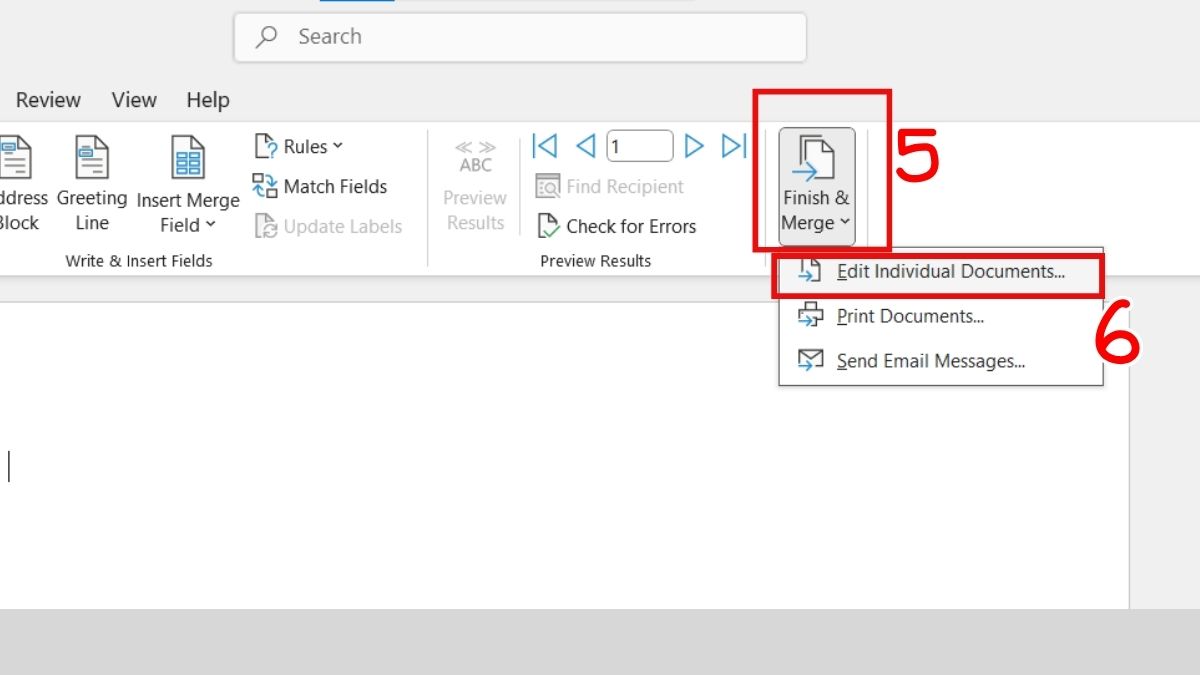 Dùng Mail Merge để liên kết dữ liệu nhiều bản ghi