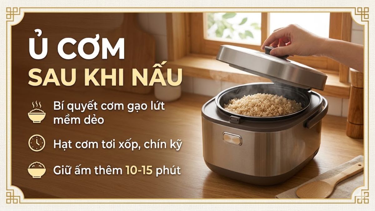Ủ cơm sau khi nấu giúp cơm mềm và dẻo hơn