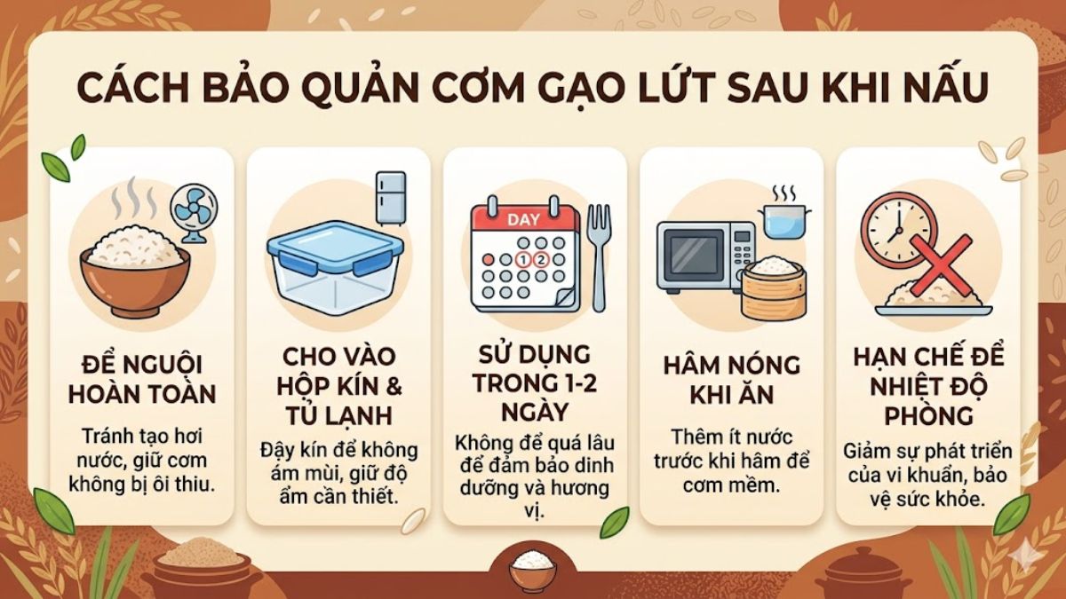 Cách bảo quản cơm gạo lứt sau khi nấu