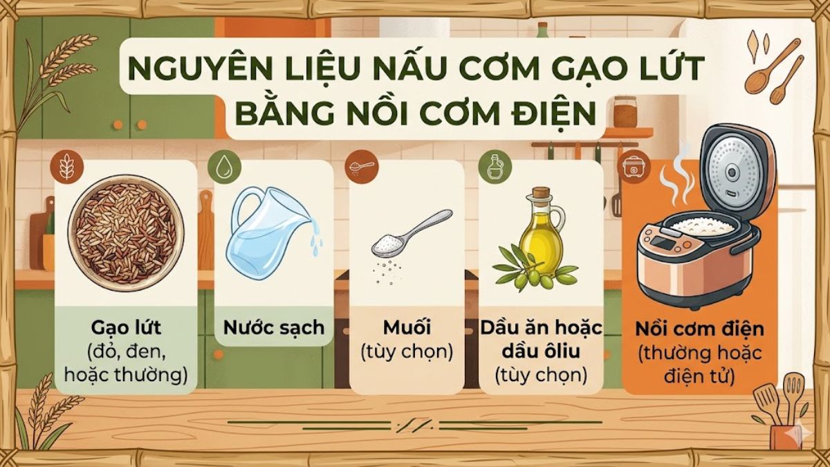 Nguyên liệu để nấu cơm gạo lứt