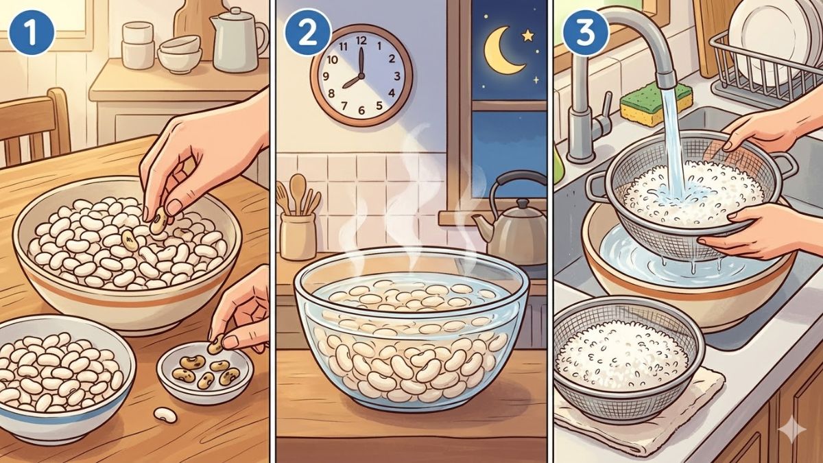 Sơ chế nguyên liệu cho món chè đầu trắng