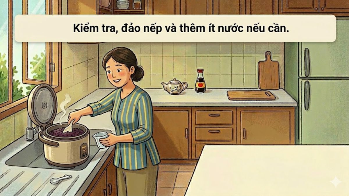 Kiểm tra và đảo nếp khi gần chín