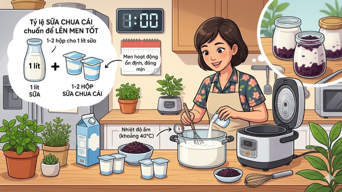 Lưu ý về tỷ lệ sữa chua cái thật chuẩn để có thể lên men tốt