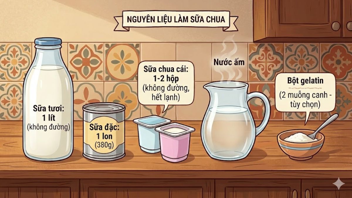 Các nguyên liệu làm sữa chua