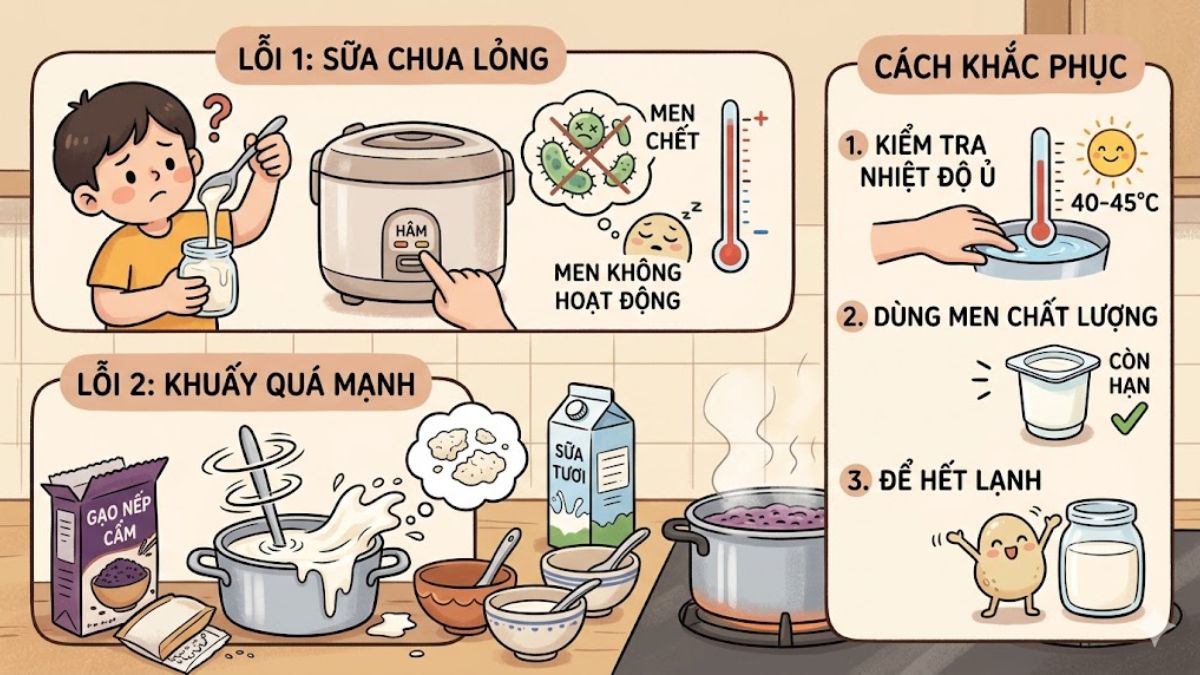 Sữa chua không đông hoặc bị lỏng