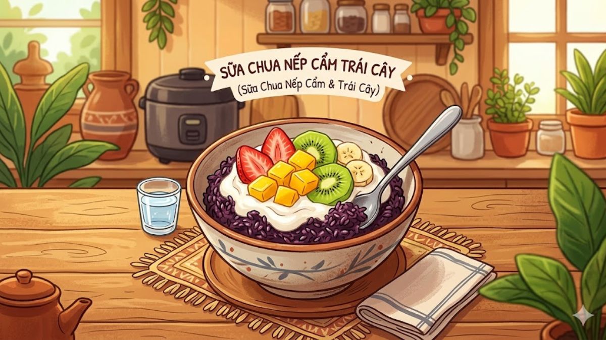 Sữa chua nếp cẩm trái cây