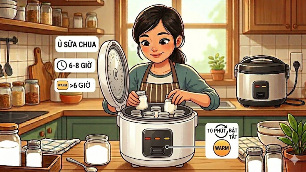 Ủ sữa chua trong nồi cơm điện