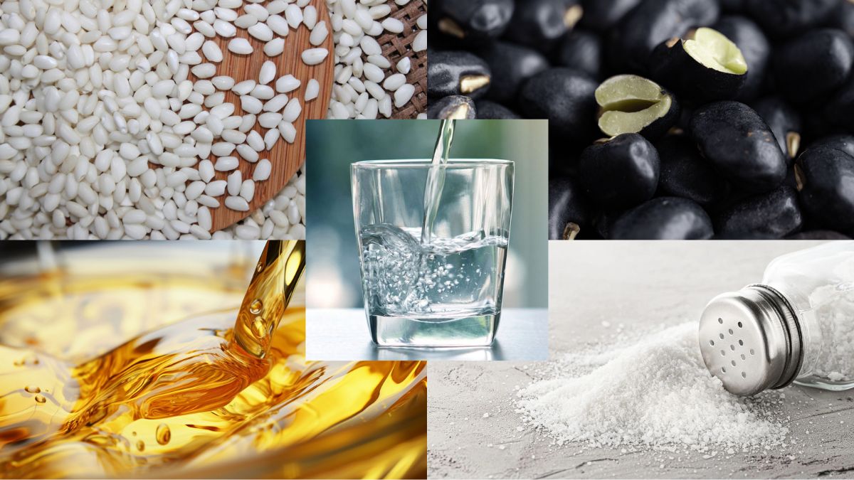 Nguyên liệu chế biến xôi đậu đen nấu bằng nồi cơm điện