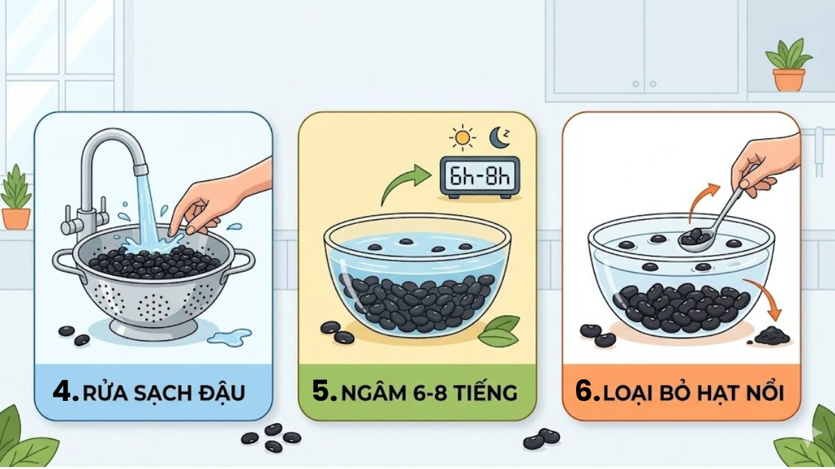 Ngâm và sơ chế đậu đen cho nhanh mềm