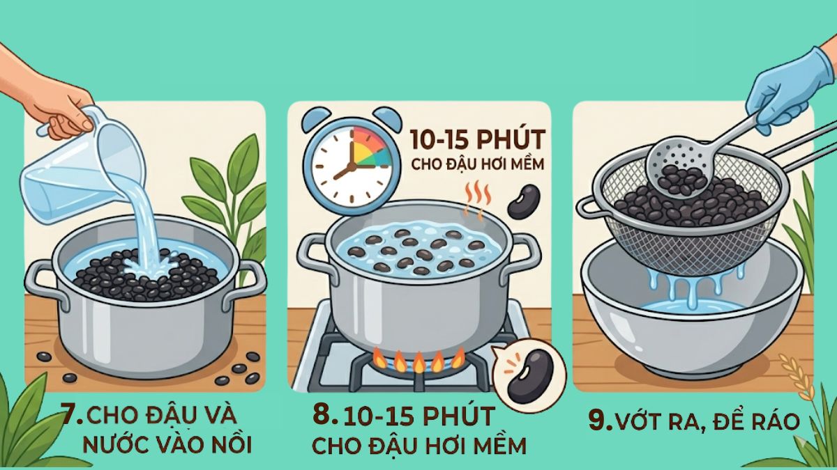 Luộc sơ đậu đen để tránh bị sượng