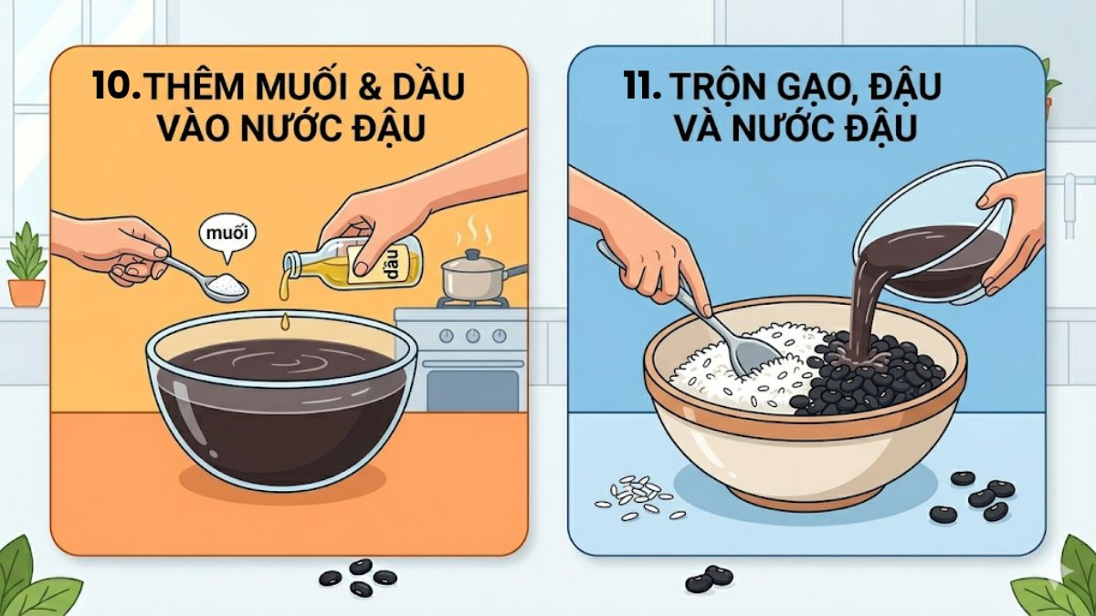 Trộn gạo với đậu và gia vị