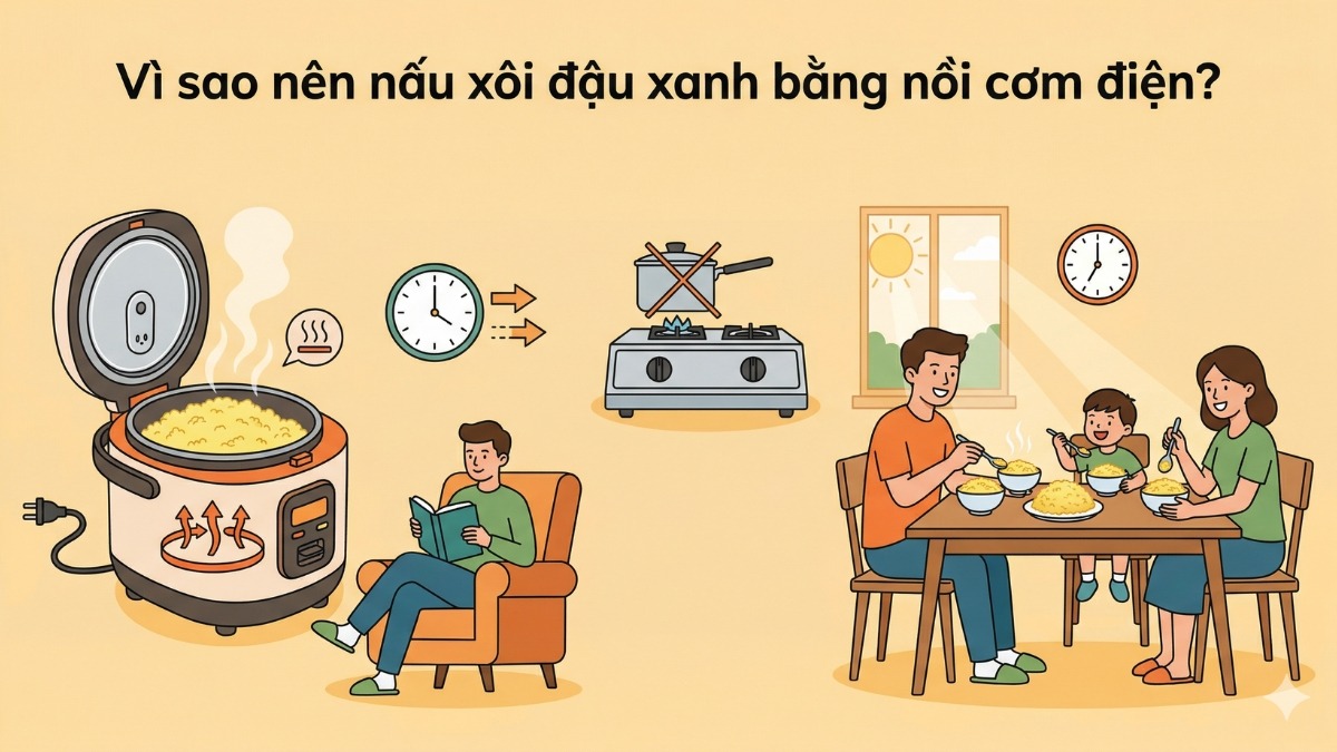 Vì sao nên nấu xôi đậu xanh bằng nồi cơm điện?