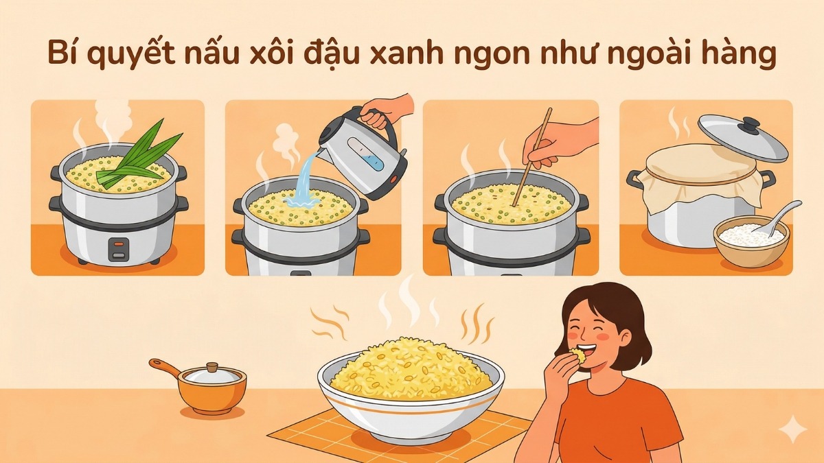 Bí quyết nấu xôi đậu xanh ngon như ngoài hàng