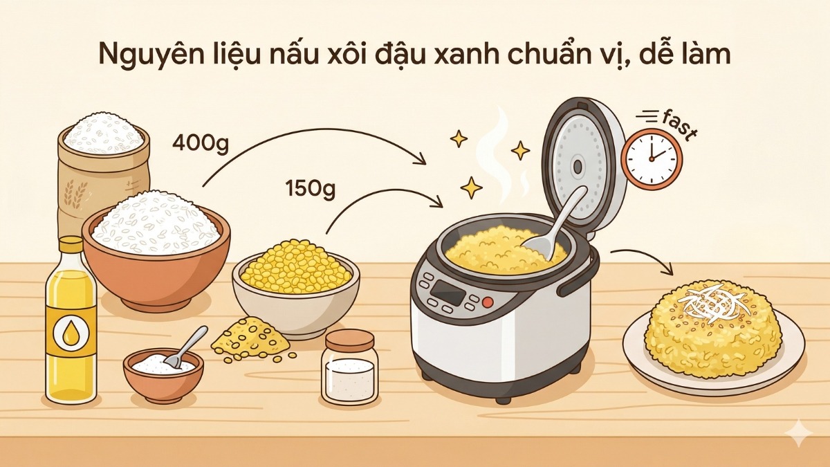 Nguyên liệu nấu xôi đậu xanh chuẩn vị, dễ làm