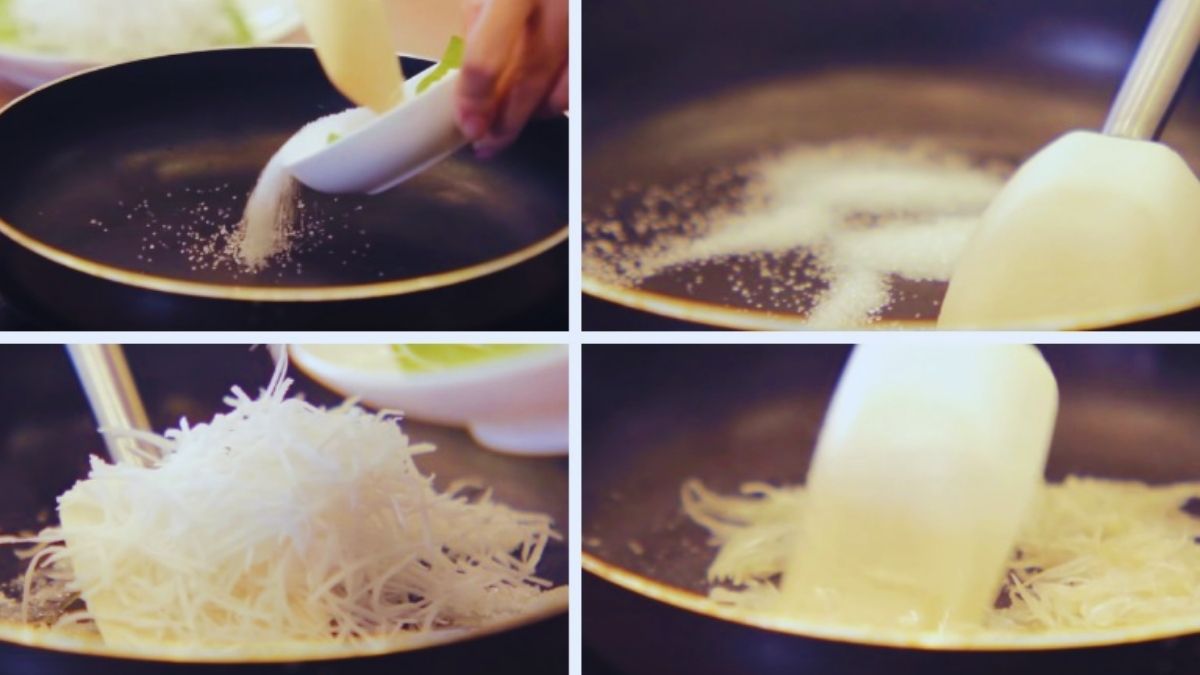 Xử lý dừa sợi khi nấu xôi cốm từ cốm tươi