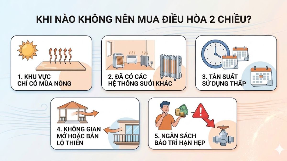 Khi nào không nên mua điều hòa 2 chiều?