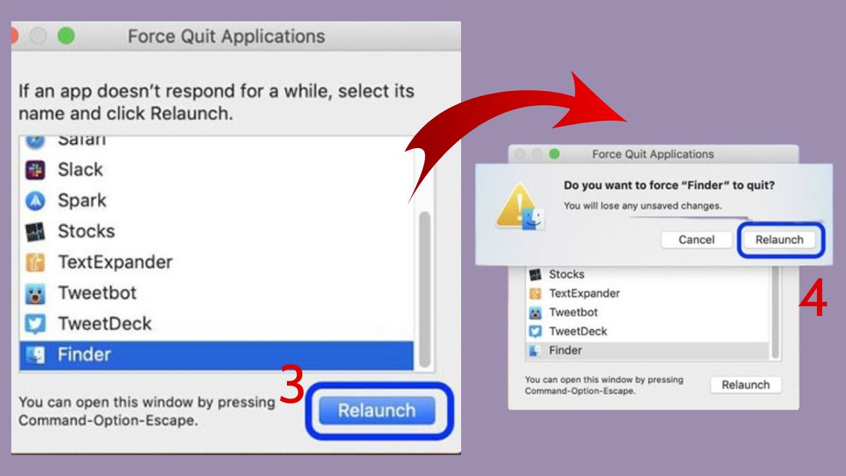 Làm mới Finder (Force Quit Finder)
